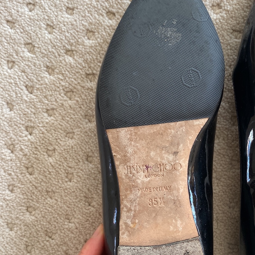 Jimmy Choo, black patent pointed toe ballet flats, size 35 1/2 - Picture 3 of 3